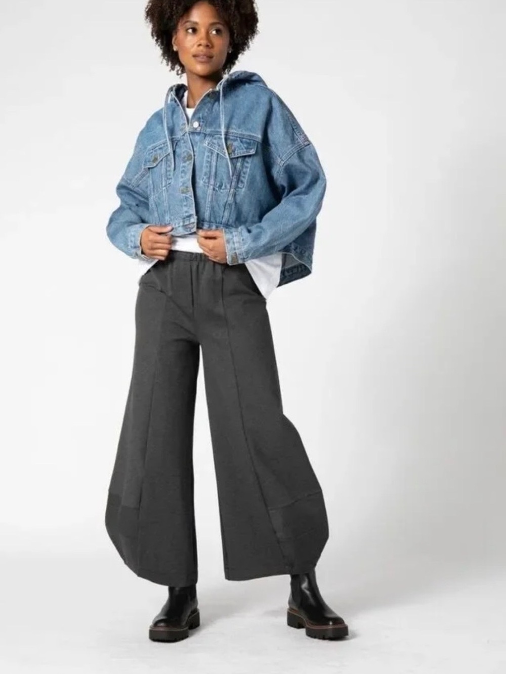 NWT Ruti Wide-Leg Barrel Style Pants in Charcoal